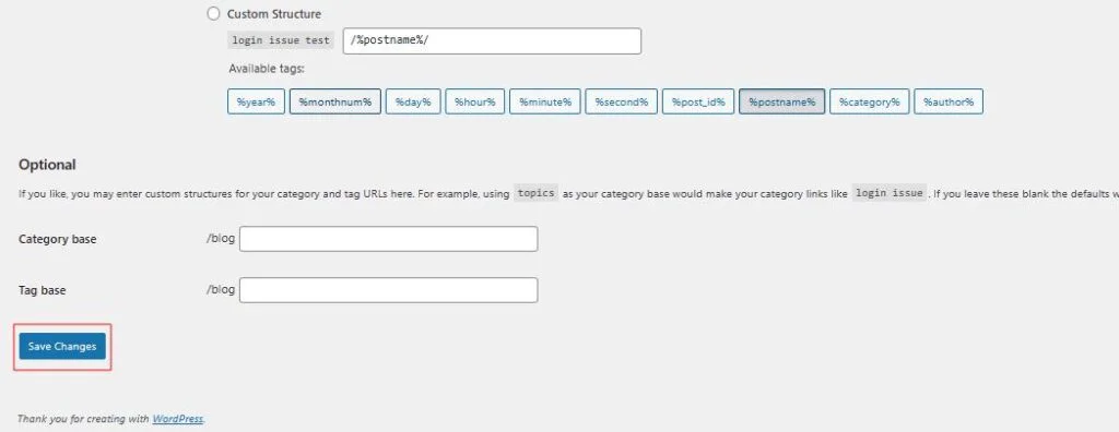 Проблема с входом в систему-settings_permalinks