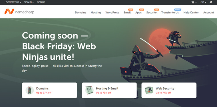 Penawaran Domain & Hosting Black Friday Namecheap 2021