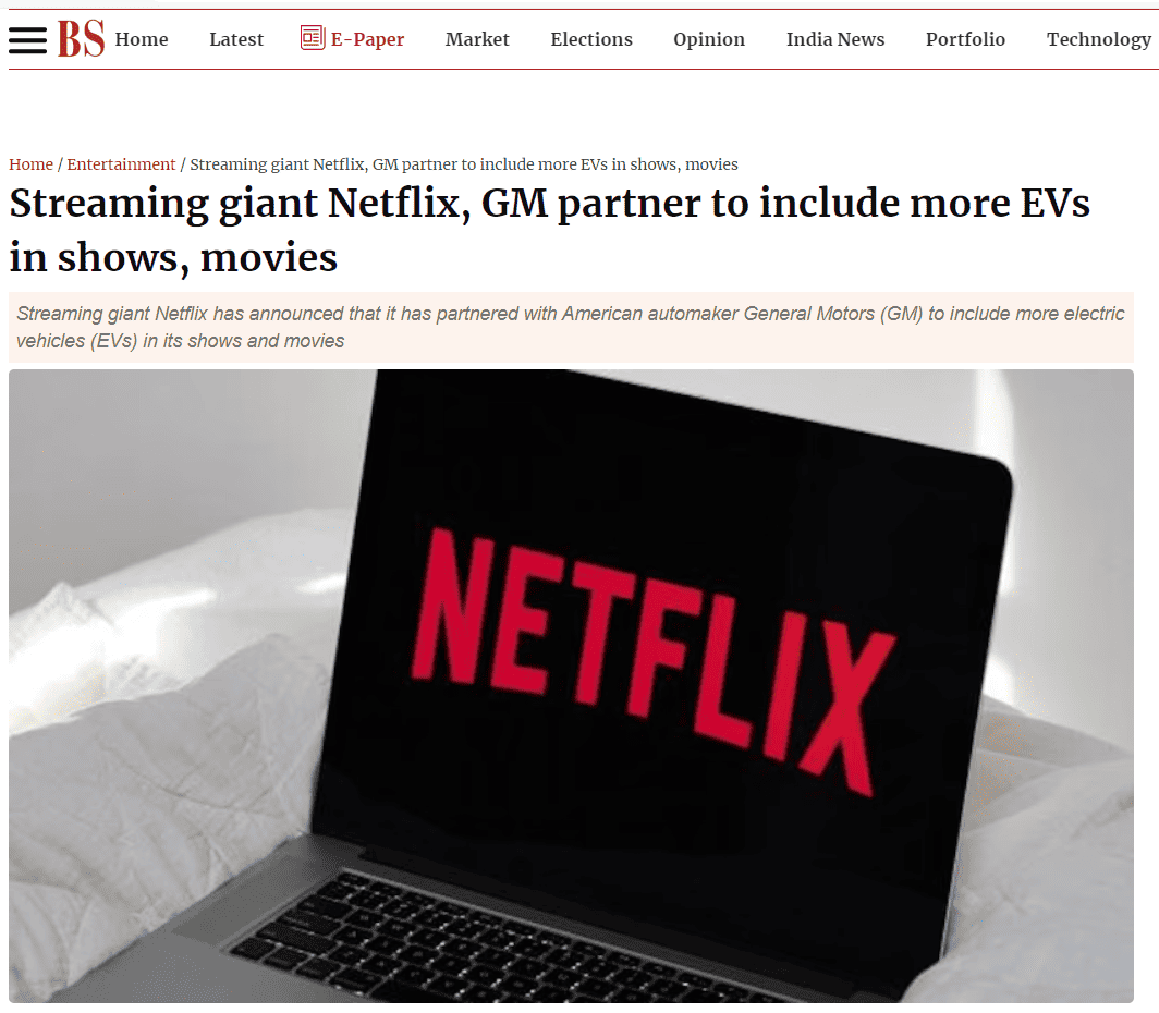 Netflix 和通用汽车为内容合作战略进行合作营销