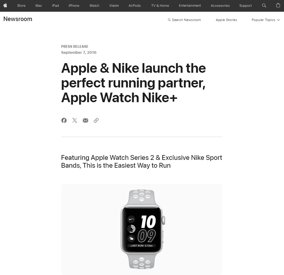 apple et nike ont formé un partenariat stratégique marketing pour vendre des montres intelligentes