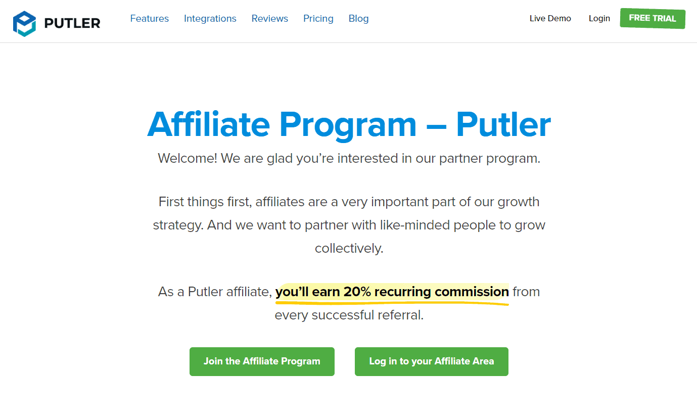 Affiliate-Marketing-Programm der Marketingstrategie putler_partnership