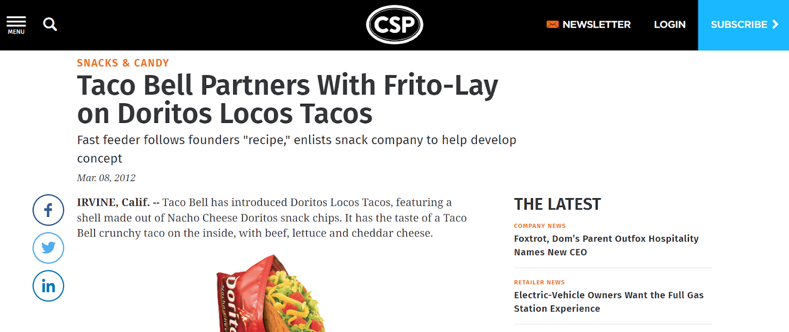 plan de marketing de parteneriat taco bell și doritos