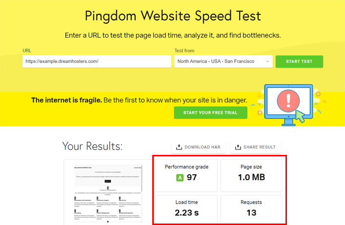 DreamHost Pingdom