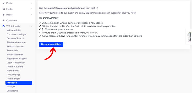 WP Adminify Afiliasi