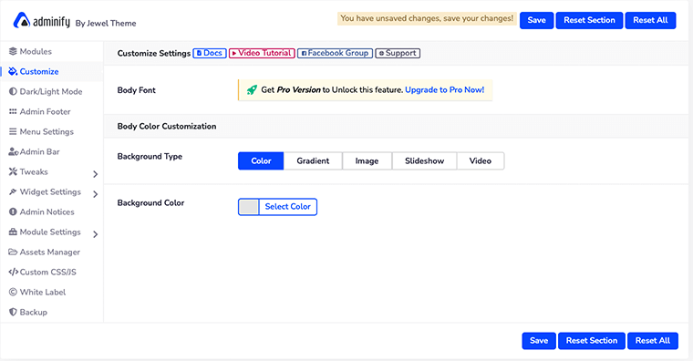 WP Adminify Sesuaikan