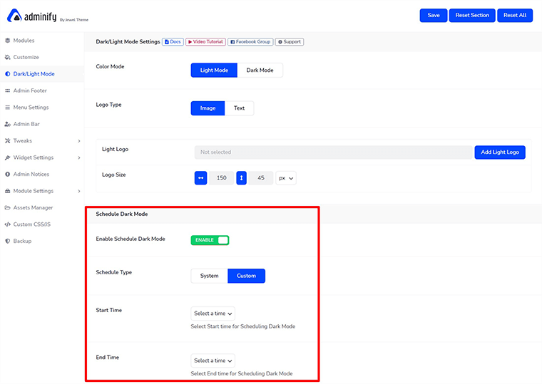 Jadwalkan Mode Gelap Dengan WP Adminify