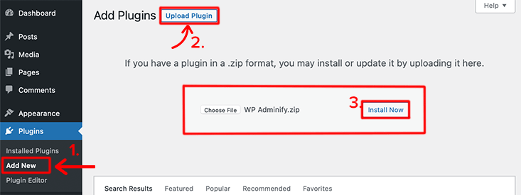 Instalasi WP Adminify Pro Version