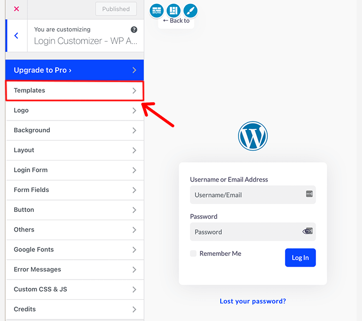 Template Penyesuai Masuk