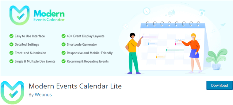 Calendar de evenimente modern Lite