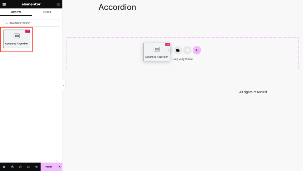 Erweitertes Akkordeon-Widget hinzufügen