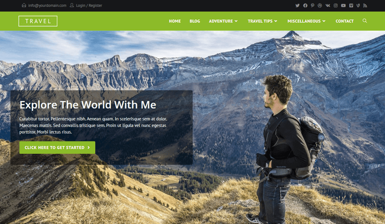 Tema WordPress pentru blogul de călătorie gratuit Oceanwp
