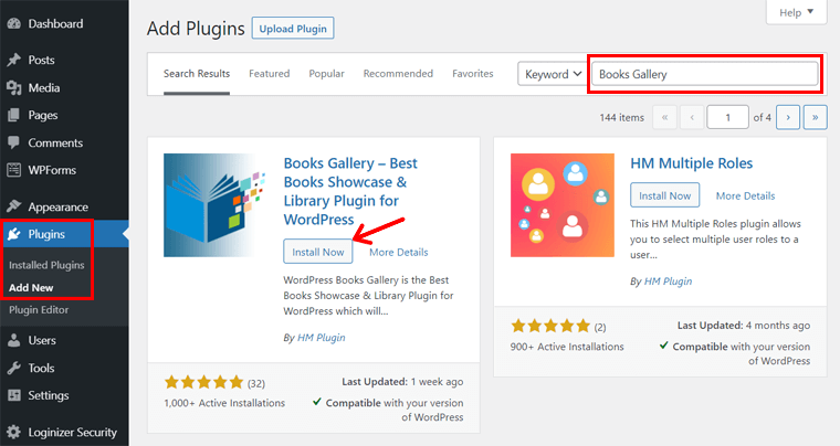 Memasang Galeri Buku WordPress Library Plugin