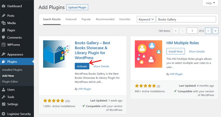 Mengaktifkan Plugin WordPress Galeri Buku