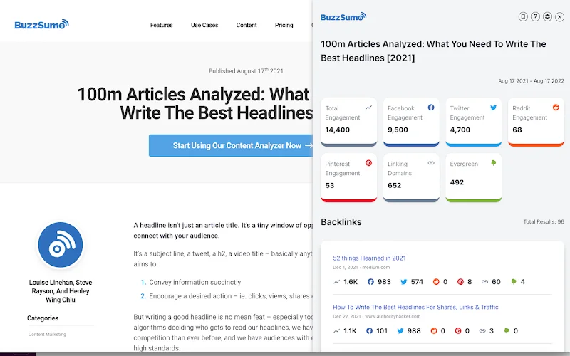 BuzzSumo - SEO に最適な Google Chrome 拡張機能