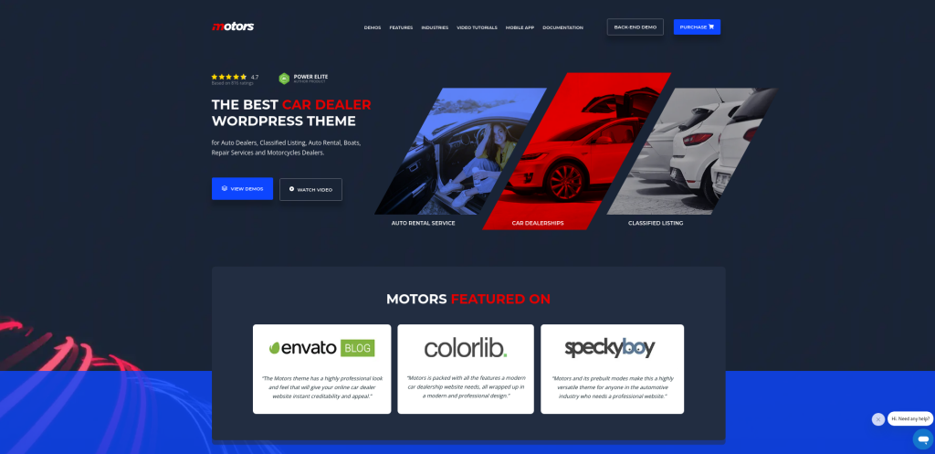 Tema Dealer Mobil WordPress Motors