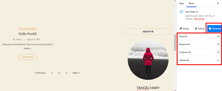 Blocați setările avansate