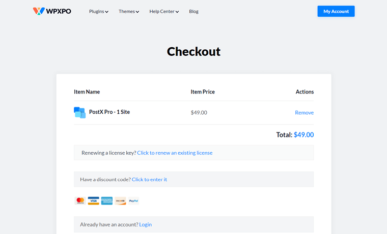 Pagina de plată PostX