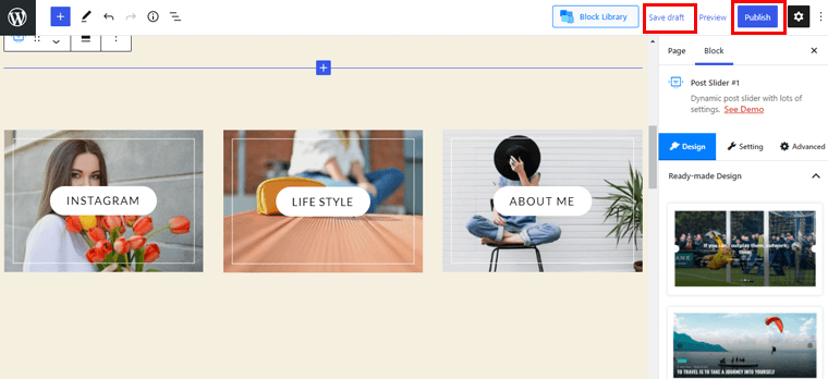 Salvați modificările și faceți clic pe butonul Publicare