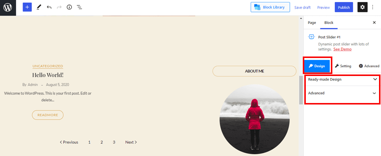 Setări de proiectare bloc