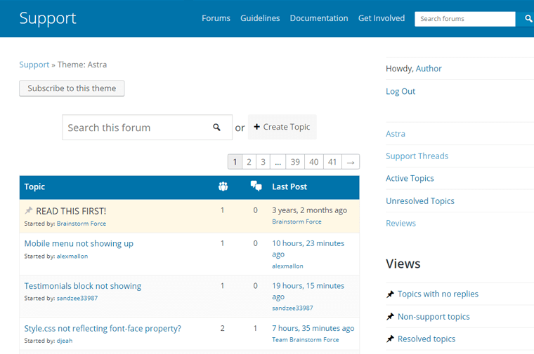 Astra 主题支持论坛