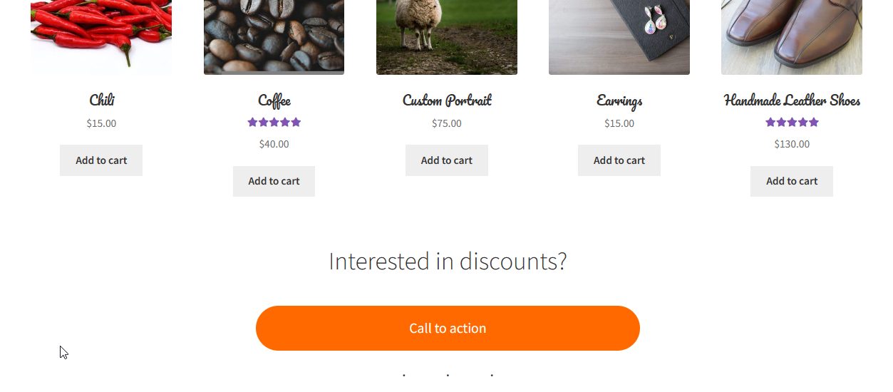 หน้าร้าน WooCommerce พร้อมองค์ประกอบที่กำหนดเอง