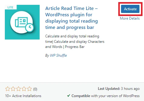 mengaktifkan plugin waktu baca artikel