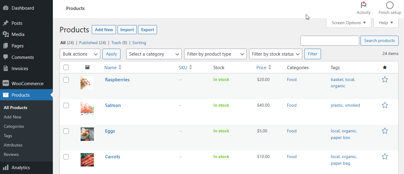 WooCommerce 产品管理