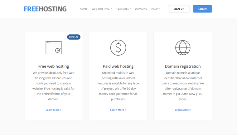 FreeHosting - Server Hosting WordPress Gratis