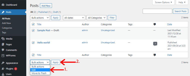 butonul Aplicați pentru a edita