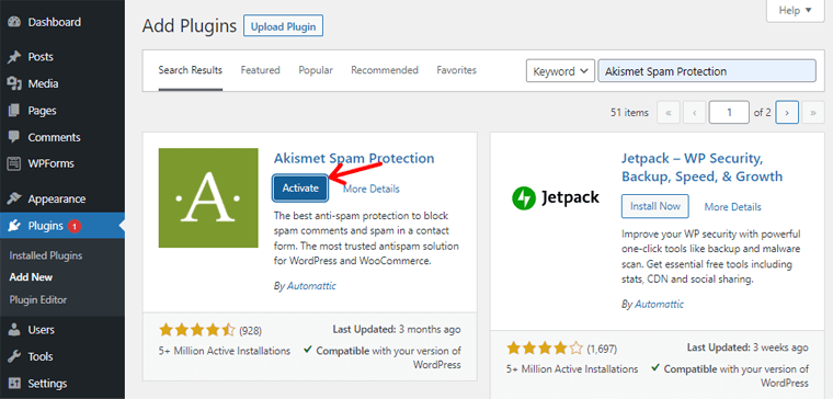 Activați Akismet Spam Protection