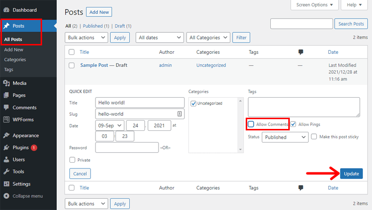 Debifați Comentariul pentru a dezactiva secțiunea de comentarii