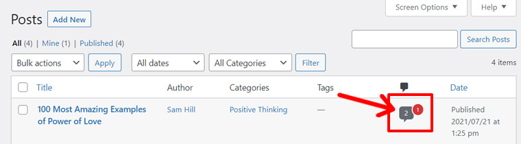 Comentarii la o anumită postare WordPress (aprobată + în așteptare)