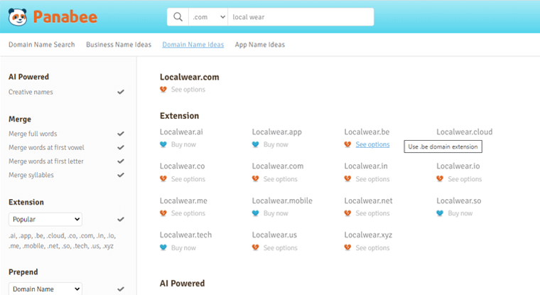 Pembuat Nama Domain Panabee
