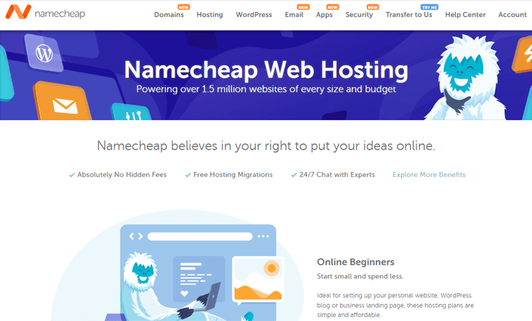 Servicii de găzduire web Namecheap