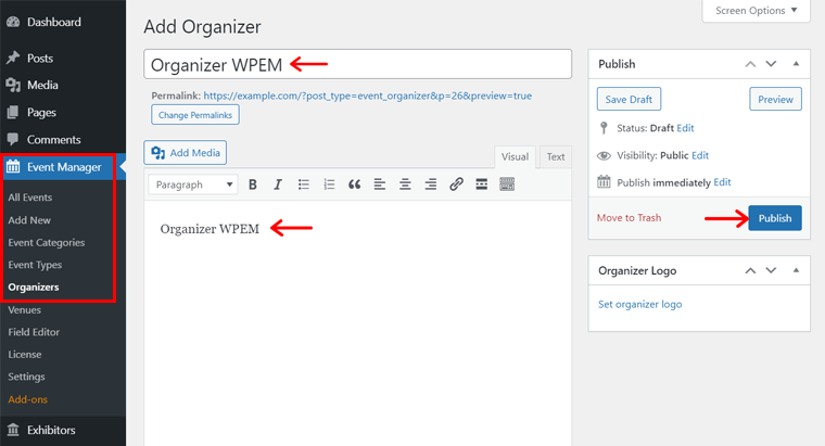 Menambahkan Penyelenggara ke Virtual Expo