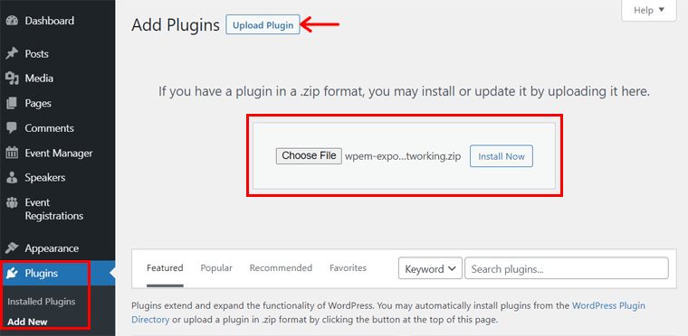 Unggah Add-on untuk Virtual Expo