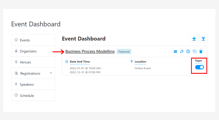Aktifkan Expo untuk Acara