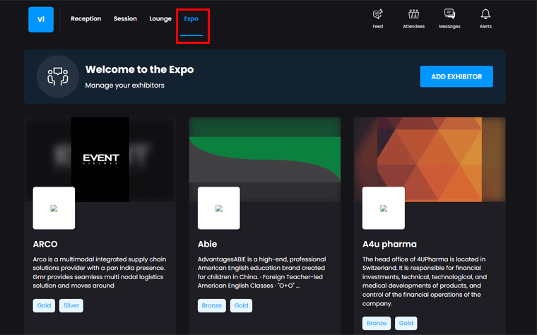 Previewing Exhibition with Virtual Expo Functionality