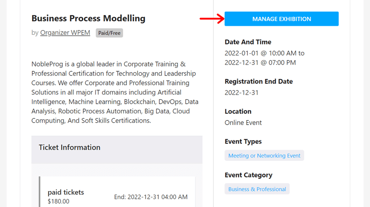 Mengklik Kelola Pameran