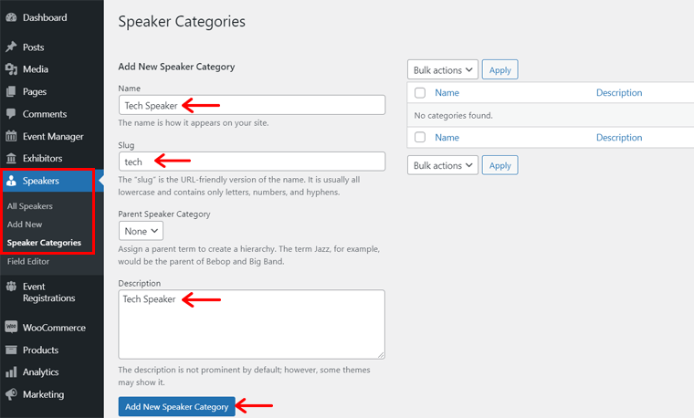 Menambahkan Kategori Pembicara - WP Event Manager