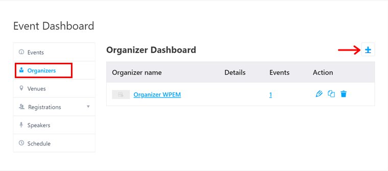 Menambahkan Organizer dari Front-end