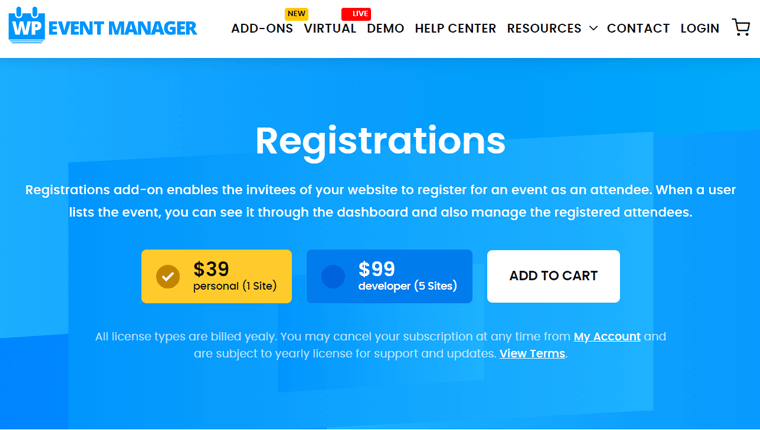 Pendaftaran Add-on untuk Pendaftaran Peserta