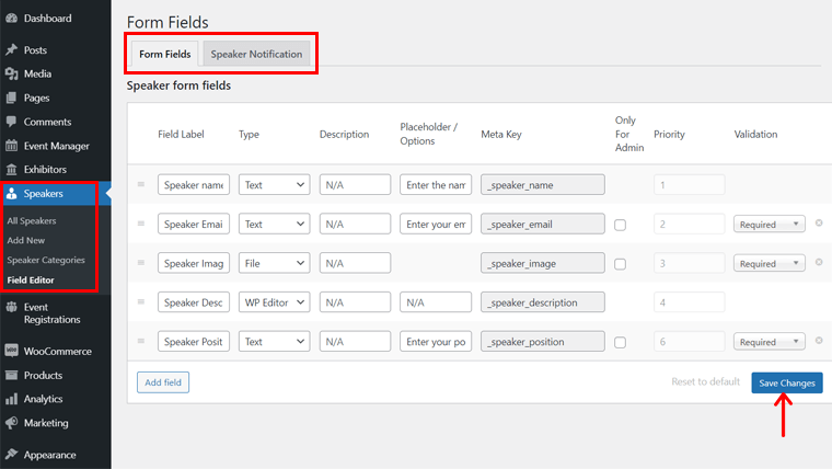 Editor Pembicara dari Pembicara dan Add-on Jadwal