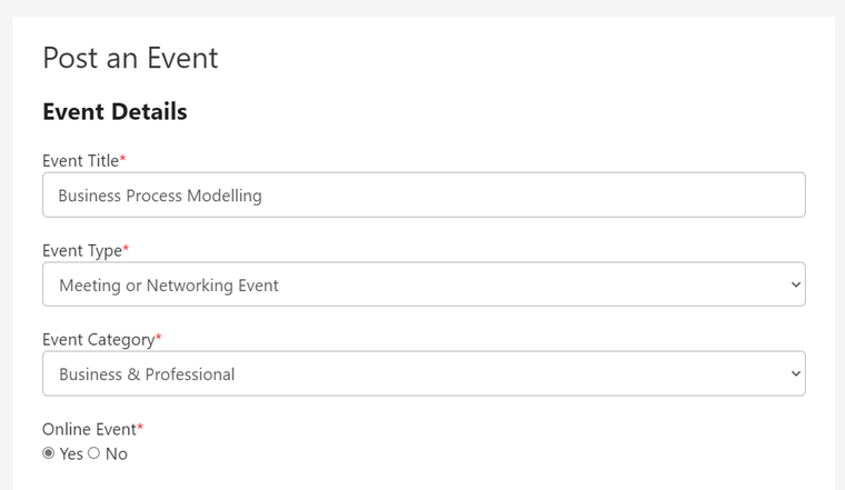 Acara Front-end - Ulasan Manajer Acara WP
