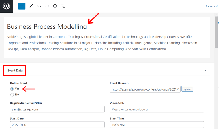 Membuat Acara dari Back-end