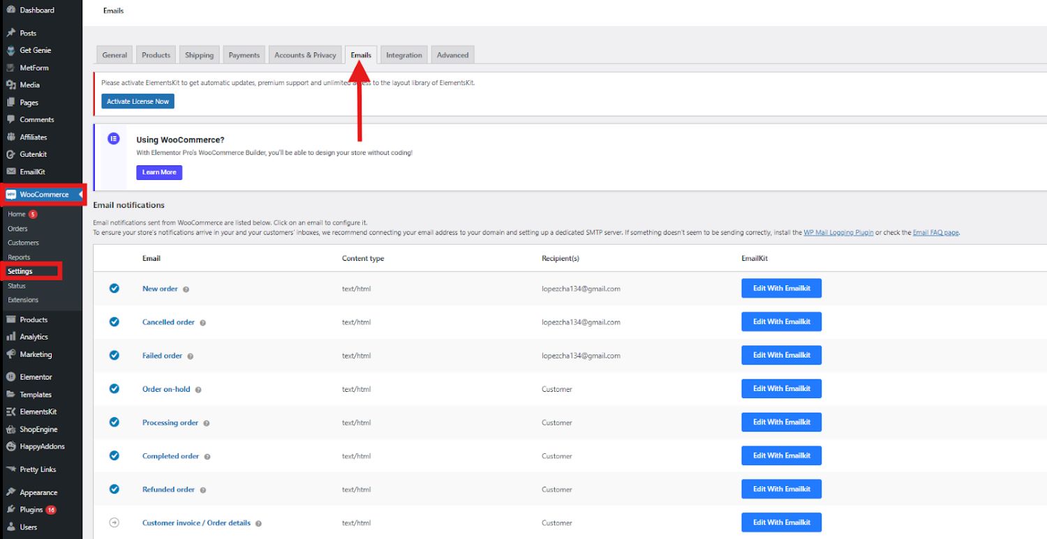 Setări globale WooCommerce