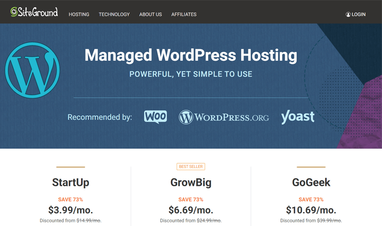 SiteGround - أفضل خدمة استضافة ويب لـ WordPress