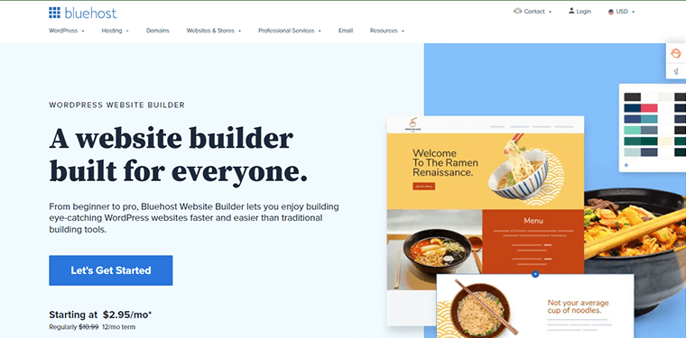 Bluehost Website Builder zum Starten eines Blogs