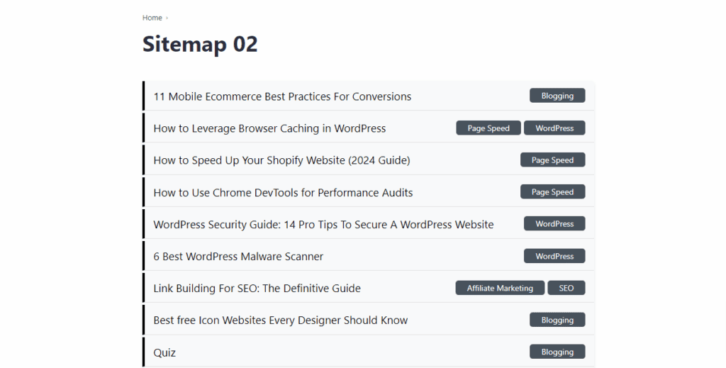 標籤的 HTML Sitemap