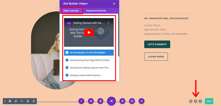Faceți clic pe pictograma strat pentru a accesa Divi Builder Helper